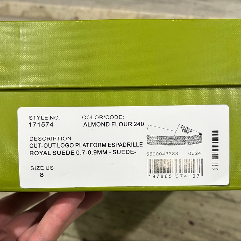 Tory Burch Suede Platform Espadrilles in “Almond Flour” SZ 8, NEW IN BOX! $275 - Picture 2 of 12